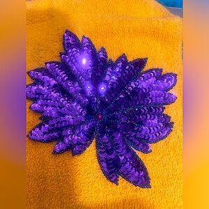 Beaded floral sequin appliqué vintage deep purple